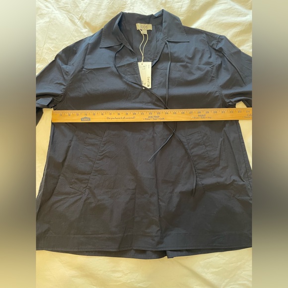 COS Tie Front V-neck Navy Blouse (Spring2024) - Picture 9 of 10